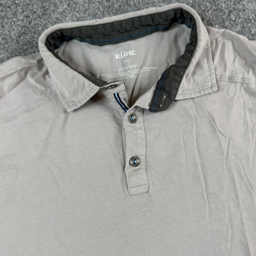 KUHL Wildfibre Polo Mens XXL Gray Organic Cotton Short Sleeve Outdoor Shirt